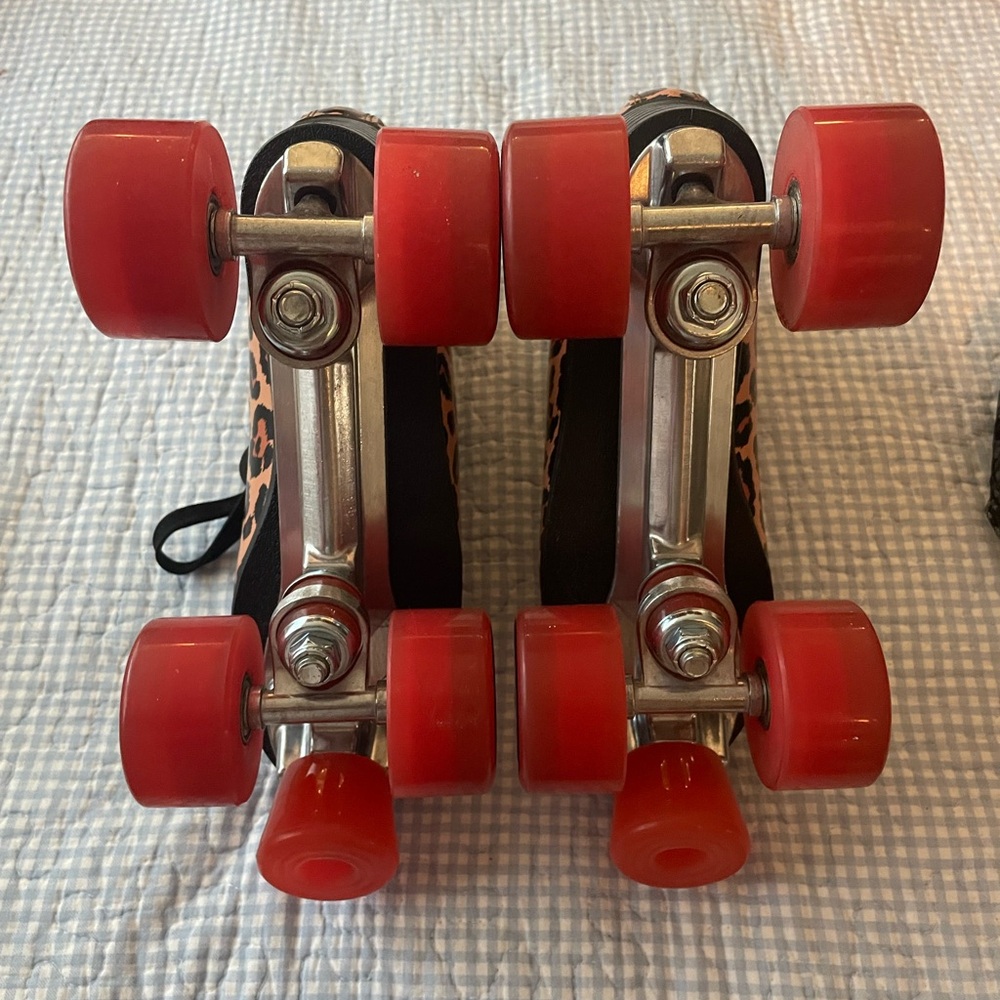 Leopard Print Roller Skates with Red Wheels